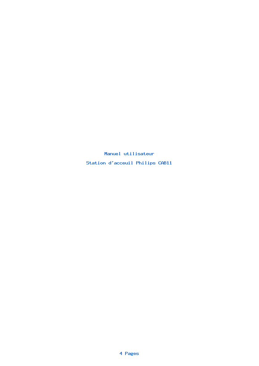Page 1 de la notice Manuel utilisateur Philips CAB11
