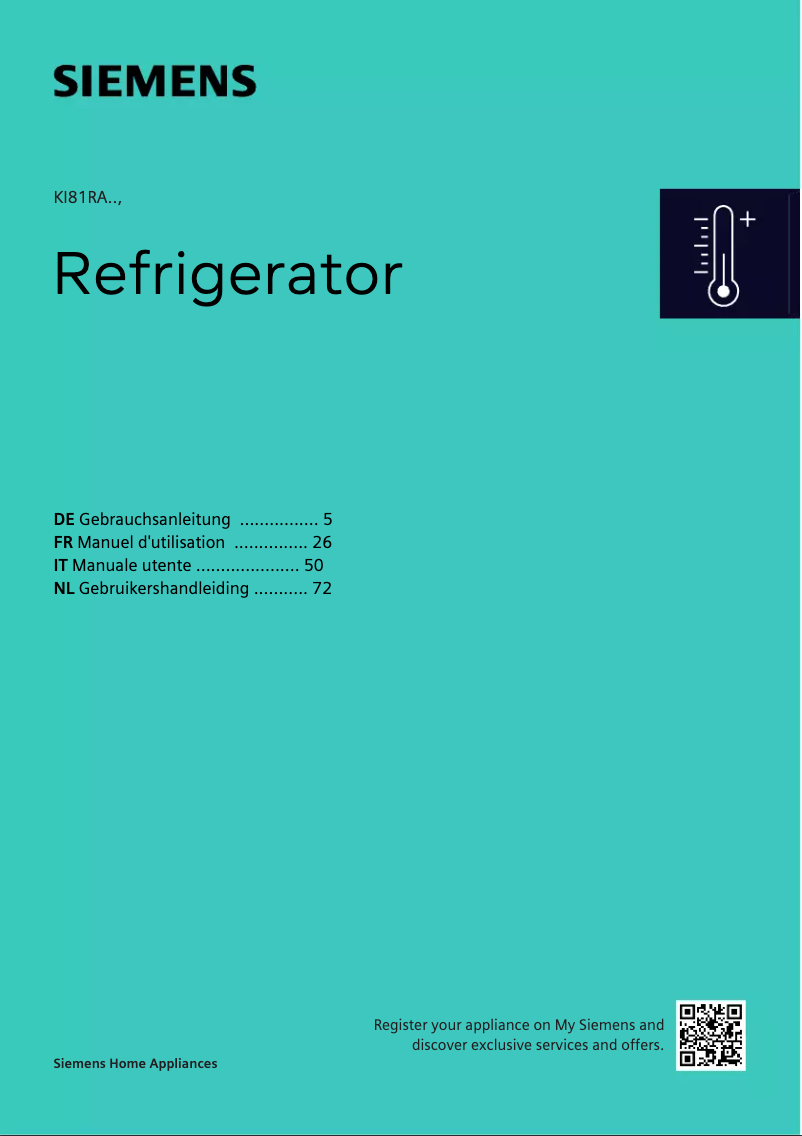 Page 1 de la notice Manuel utilisateur Siemens KI81RSDD0