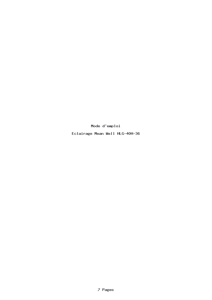 Page 1 de la notice Mode d'emploi Mean Well HLG-40H-36