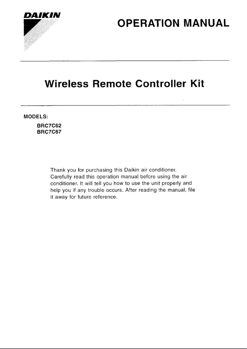 Página 1 del manual Manual de usuario Daikin BRC7C62