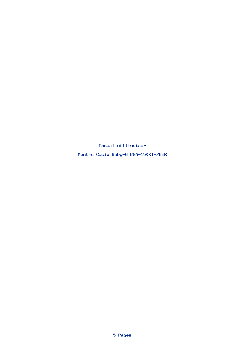 Page 1 de la notice Manuel utilisateur Casio Baby-G BGA-150KT-7BER