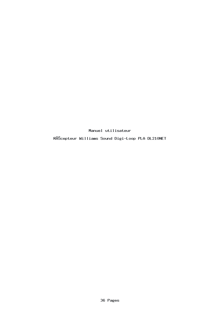 Page 1 de la notice Manuel utilisateur Williams Sound Digi-Loop PLA DL210NET