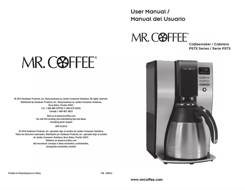 Page 1 of the manual User Manual Mr. Coffee PSTX 95