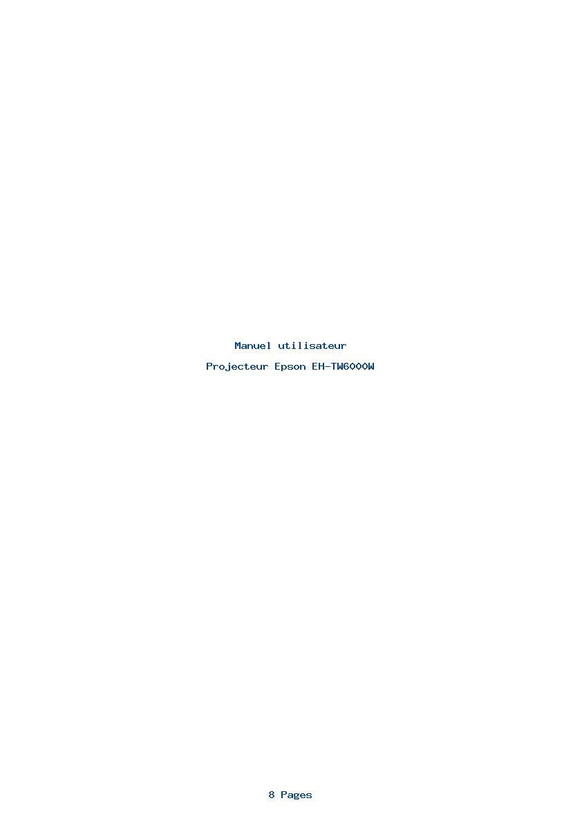 Page 1 de la notice Manuel utilisateur Epson EH-TW6000W
