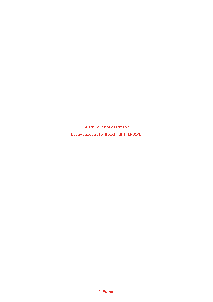 Page 1 de la notice Guide d'installation Bosch SPI4EMS10E