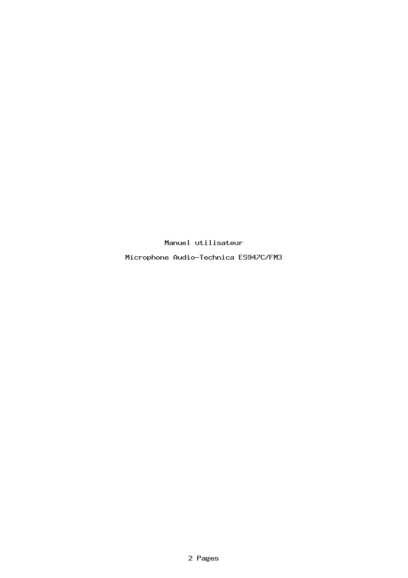 Page 1 de la notice Manuel utilisateur Audio-Technica ES947C/FM3