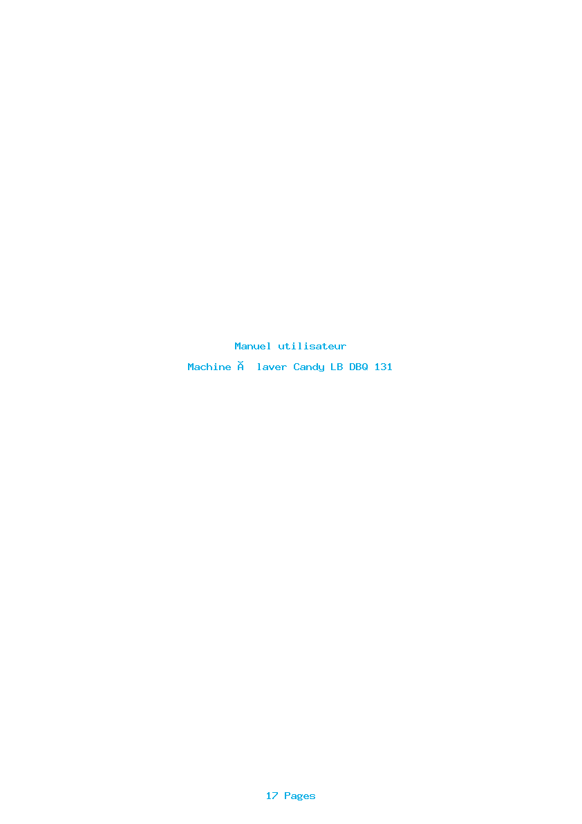 Page 1 de la notice Manuel utilisateur Candy LB DBQ 131