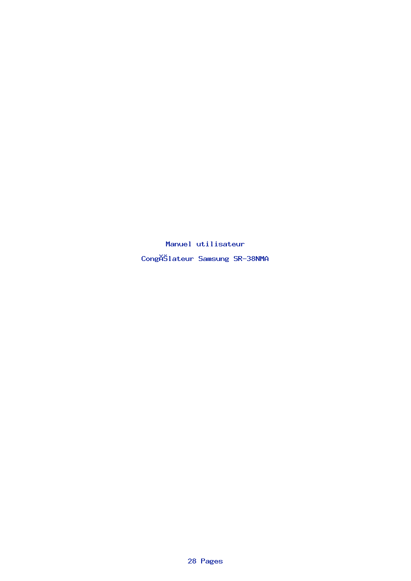 Page 1 de la notice Manuel utilisateur Samsung SR-38NMA