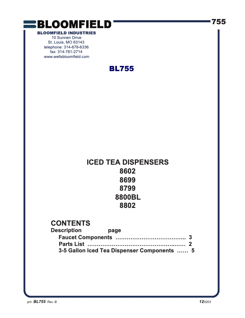 Página 1 del manual Manual de usuario Bloomfield 8799