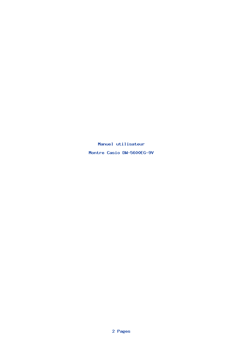 Page 1 de la notice Manuel utilisateur Casio DW-5600EG-9V
