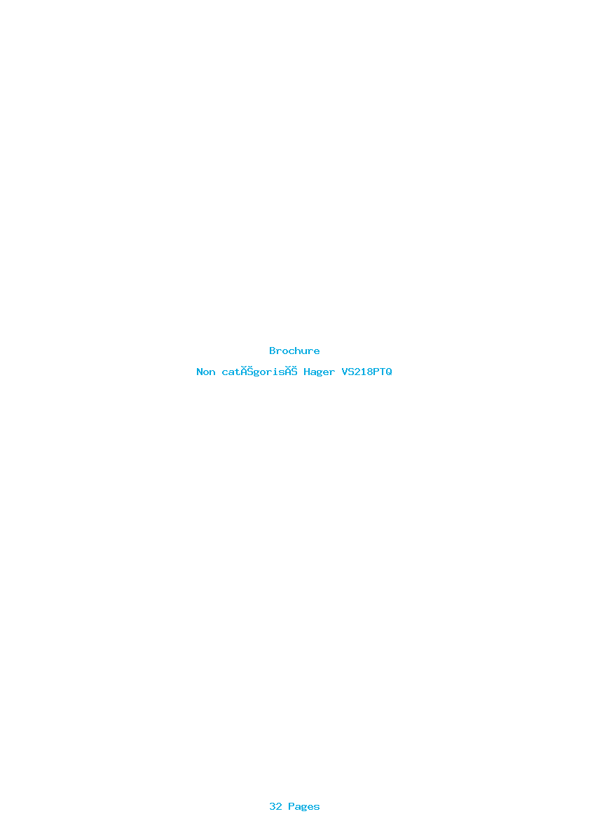 Page 1 de la notice Brochure Hager VS218PTQ