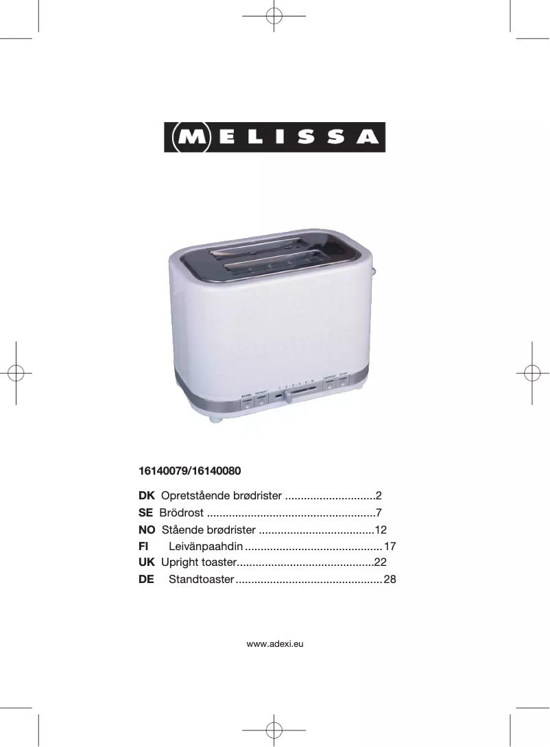 Page 1 de la notice Manuel utilisateur Melissa 16140080