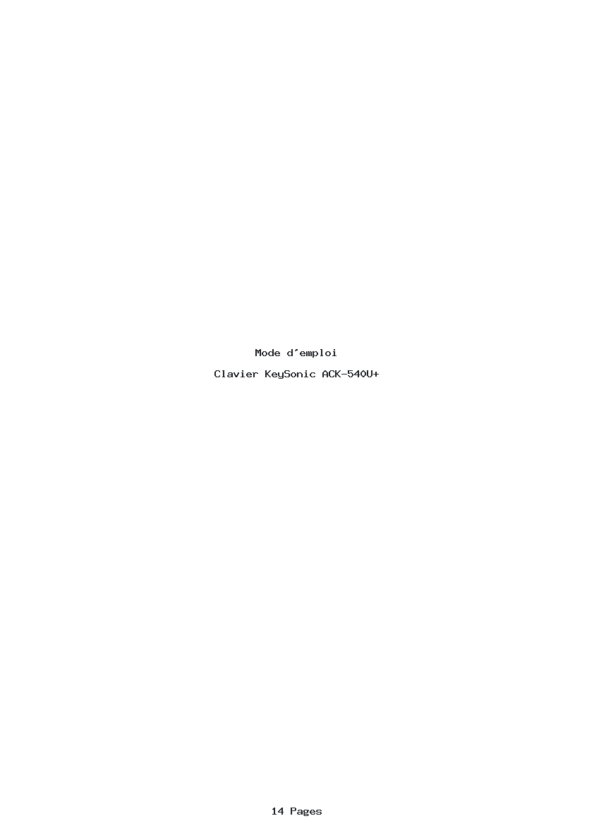 Page 1 de la notice Mode d'emploi KeySonic ACK-540U+