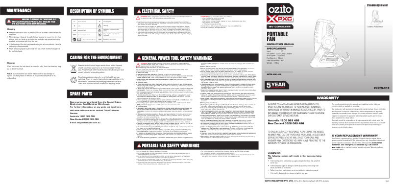 Página 1 del manual Manual de usuario Ozito PXPFS-018