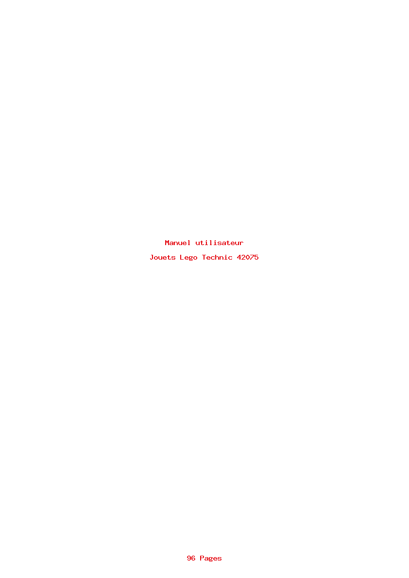Page 1 de la notice Manuel utilisateur Lego Technic 42075