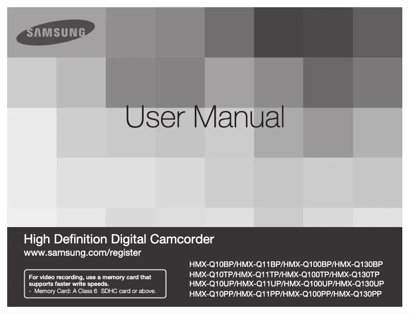 Page 1 de la notice Manuel utilisateur Samsung HMX-Q10PP