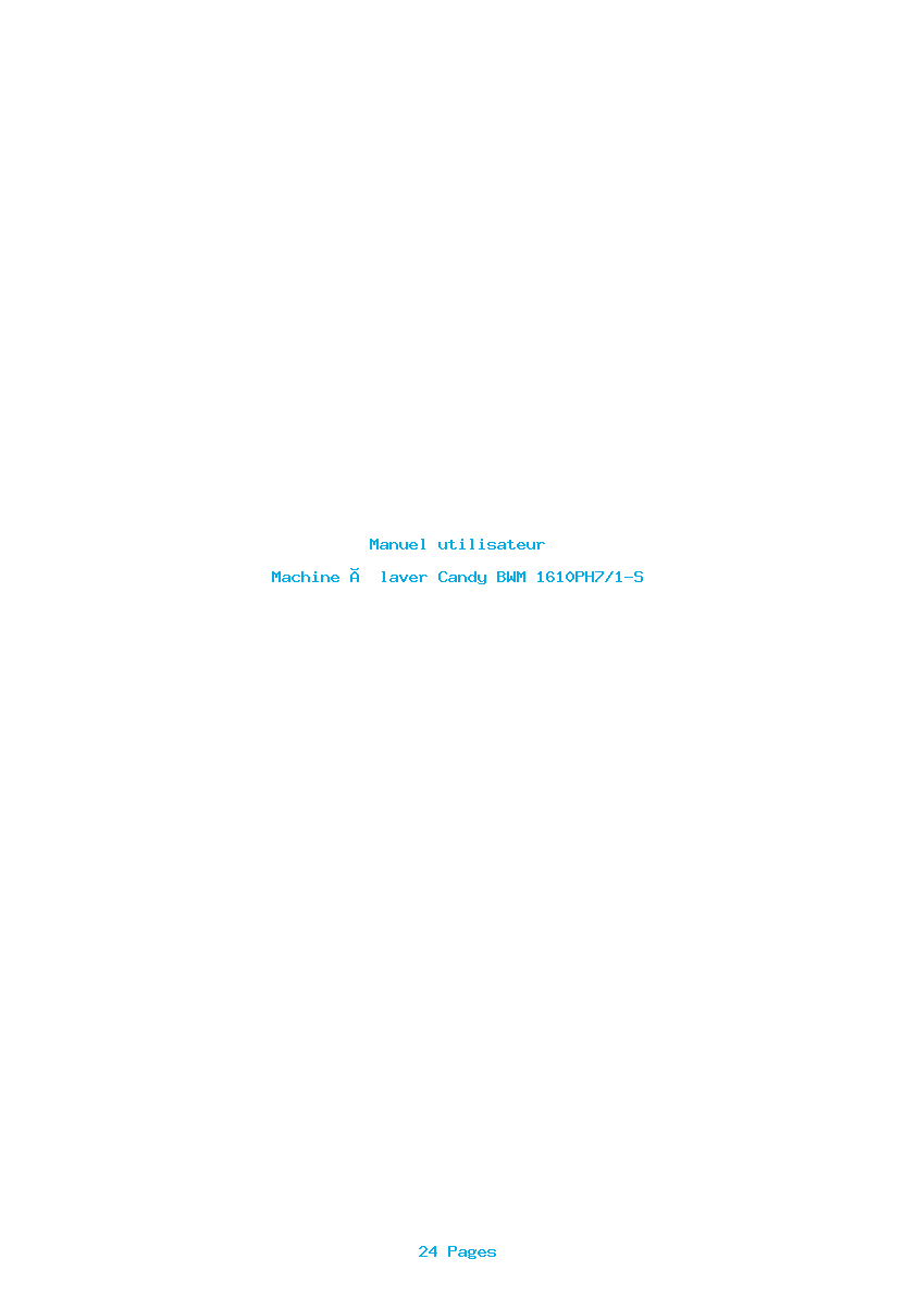 Page 1 de la notice Manuel utilisateur Candy BWM 1610PH7/1-S