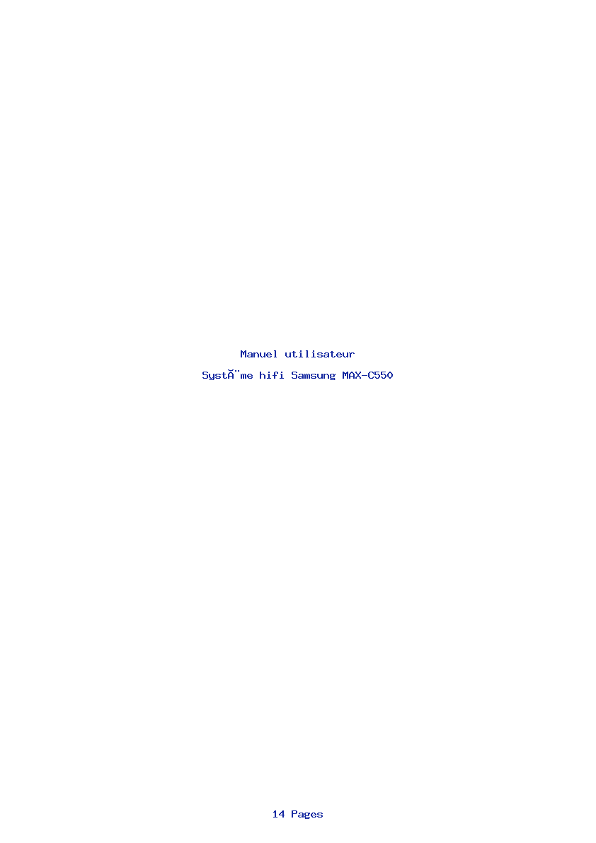 Page 1 de la notice Manuel utilisateur Samsung MAX-C550