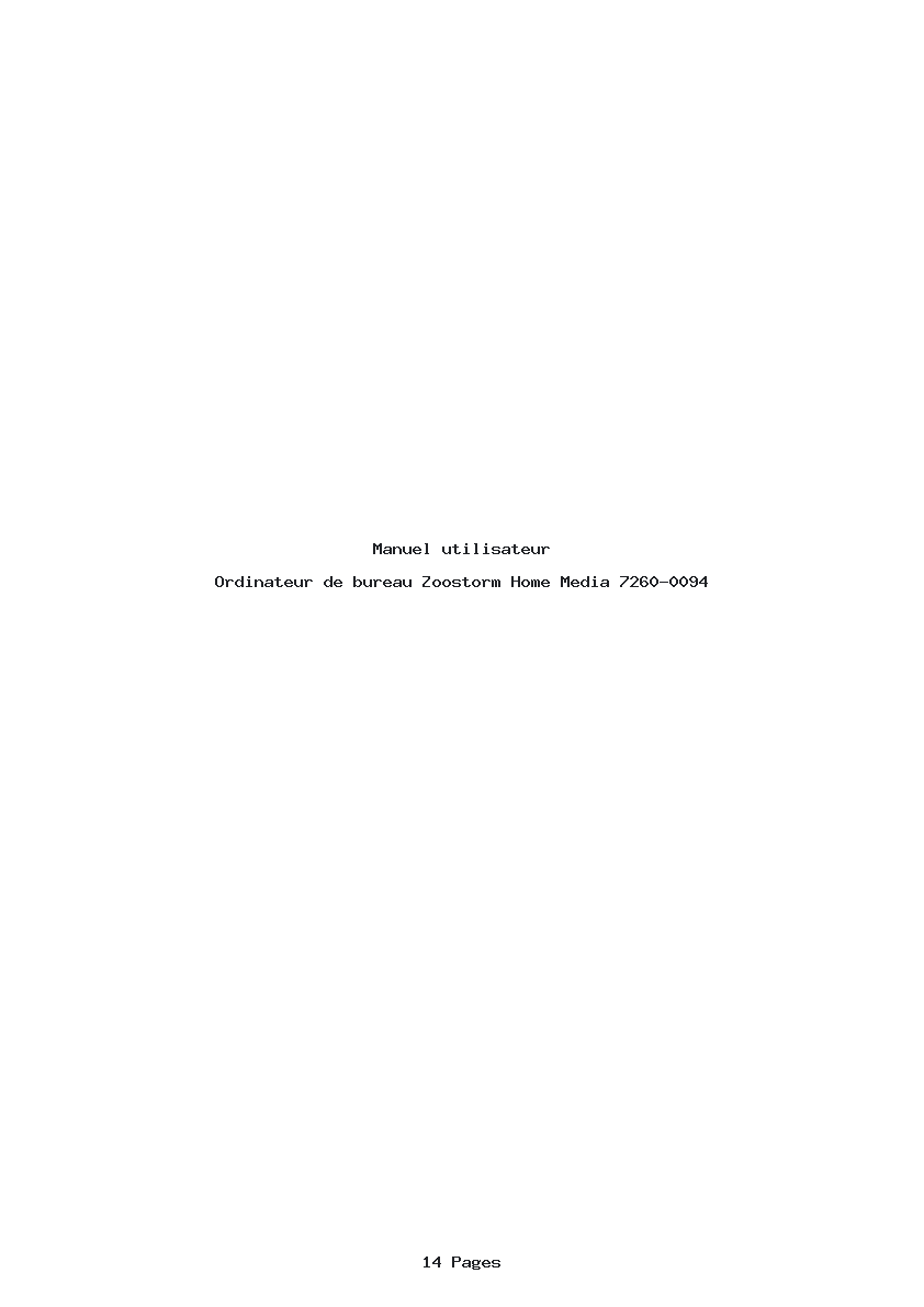 Page 1 de la notice Manuel utilisateur Zoostorm Home Media 7260-0094