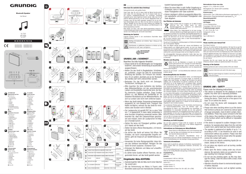 Page 1 de la notice Manuel utilisateur Grundig Jam+