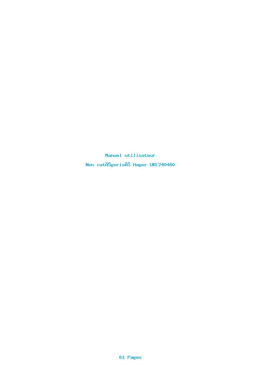 Page 1 de la notice Manuel utilisateur Hager UKE240480