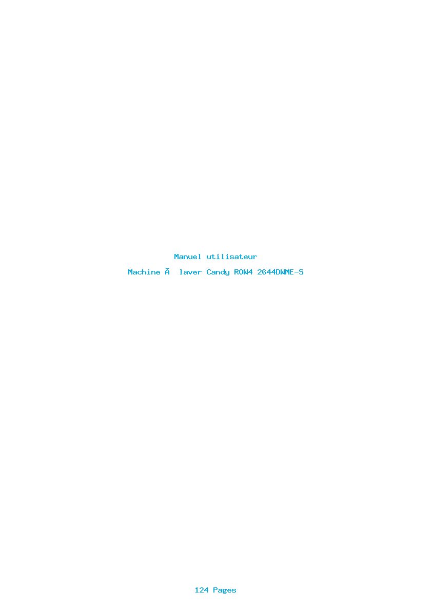 Page 1 de la notice Manuel utilisateur Candy ROW4 2644DWME-S