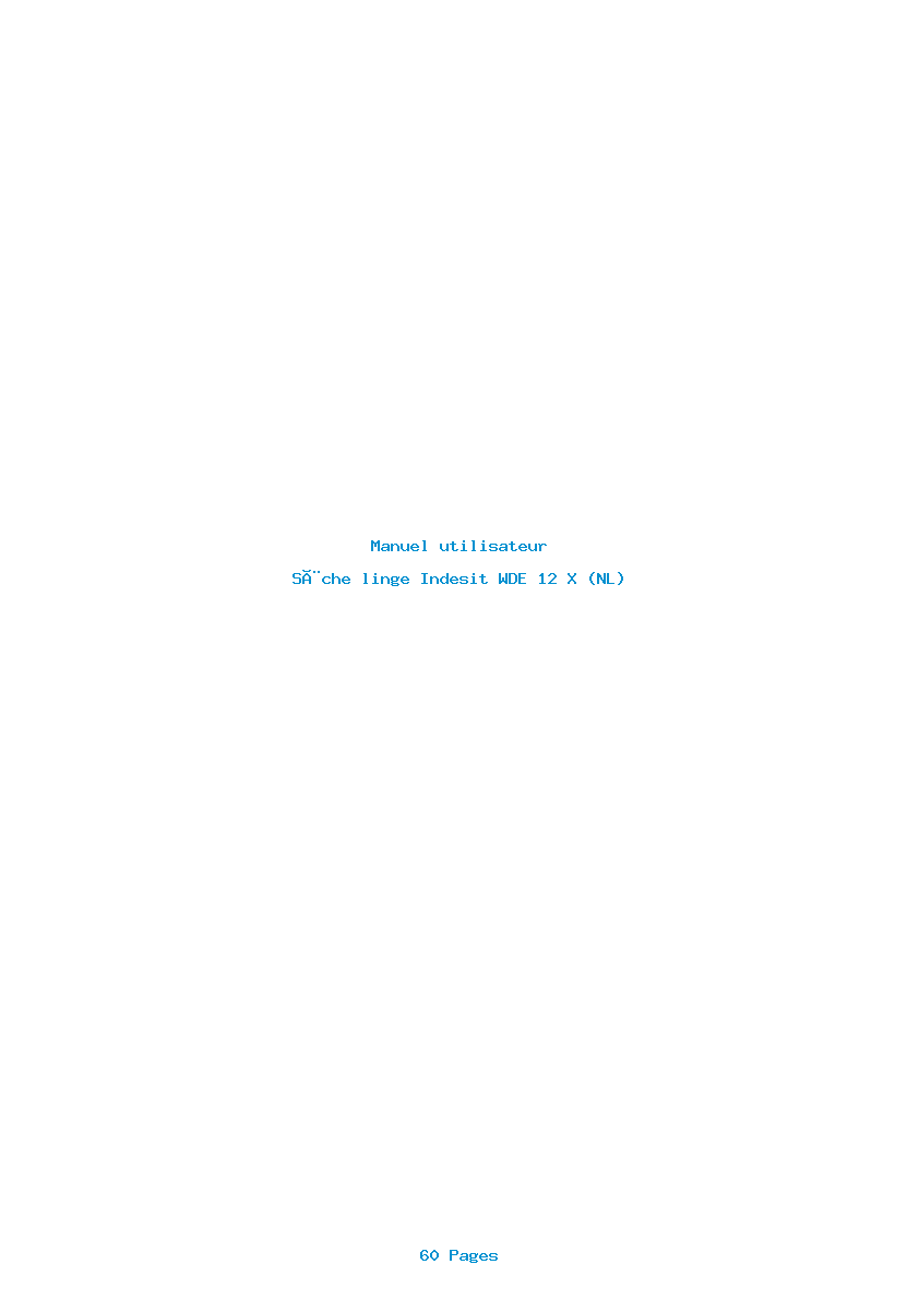 Page 1 de la notice Manuel utilisateur Indesit WDE 12 X (NL)