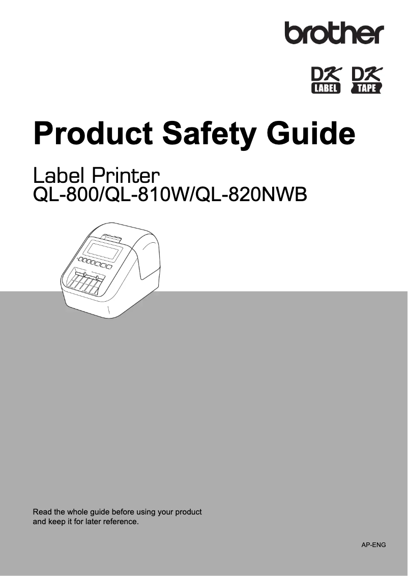 Page 1 de la notice Instructions de sécurité Brother QL-800