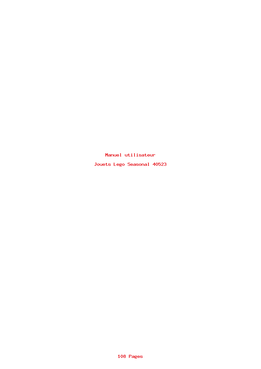 Page 1 de la notice Manuel utilisateur Lego Seasonal 40523