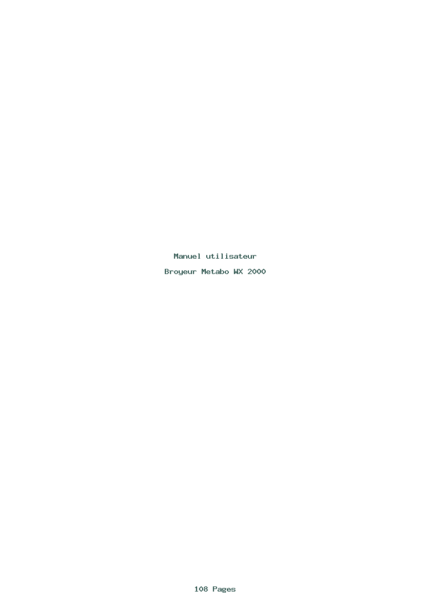 Page 1 de la notice Manuel utilisateur Metabo WX 2000