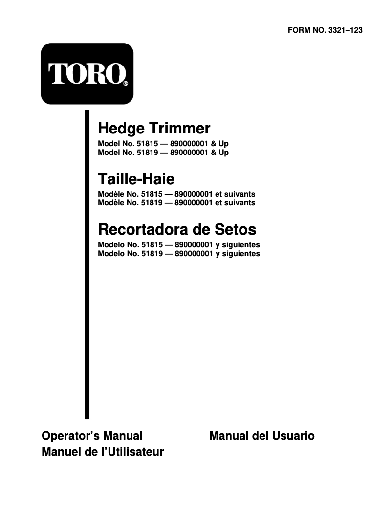 Page 1 de la notice Manuel utilisateur Toro ProLine 53040