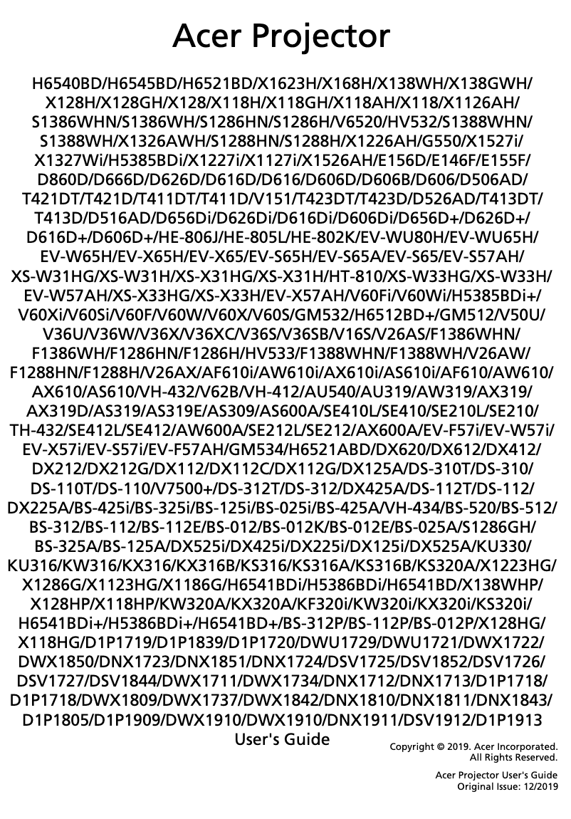 Page 1 de la notice Manuel utilisateur Acer D616D Plus