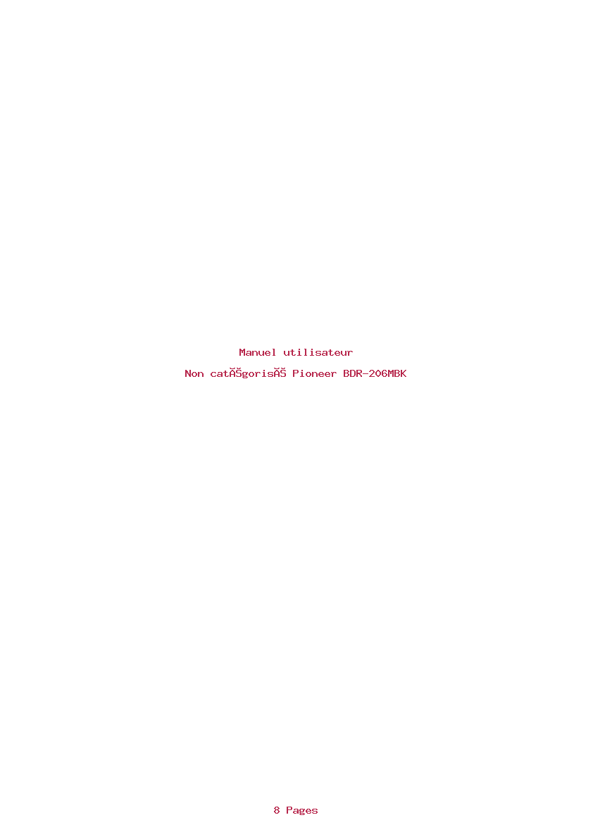 Page 1 de la notice Manuel utilisateur Pioneer BDR-206MBK