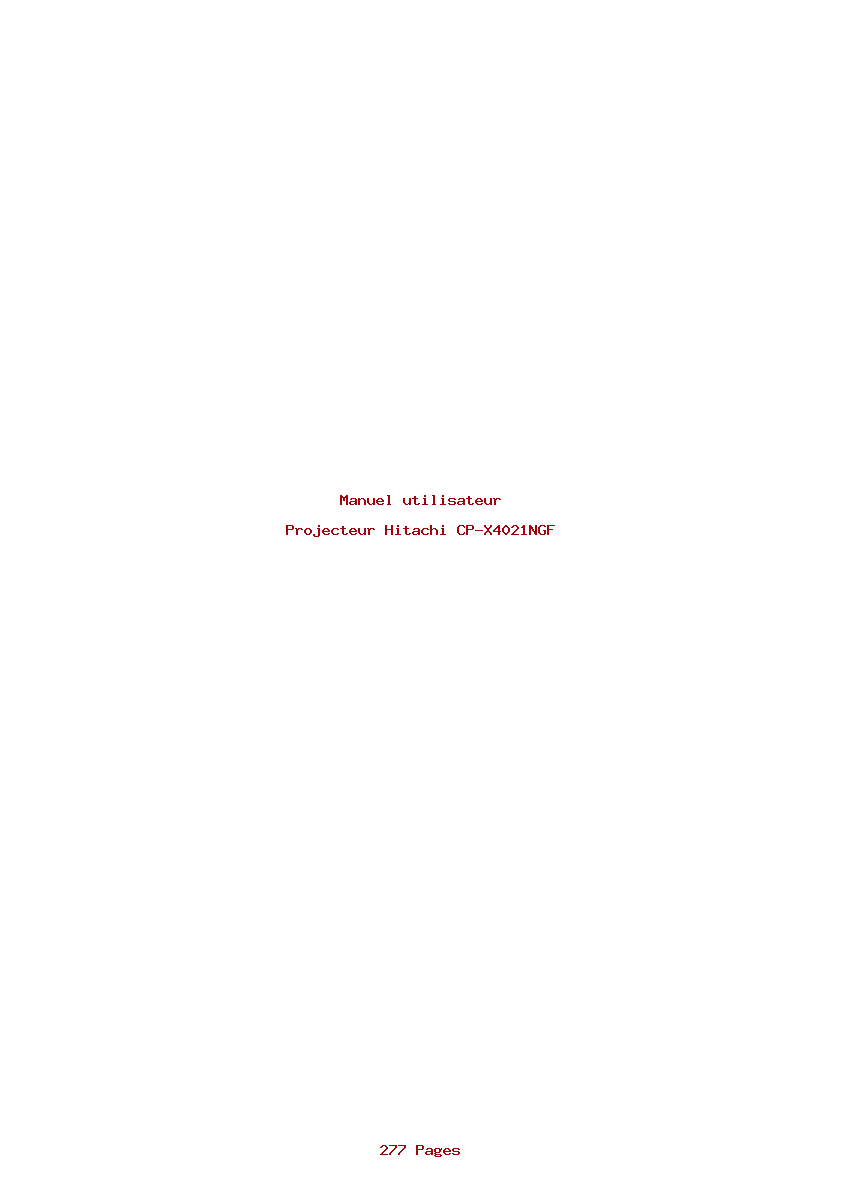 Page 1 de la notice Manuel utilisateur Hitachi CP-X4021NGF