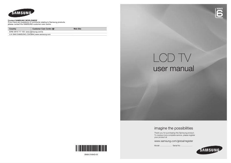 Page 1 de la notice Manuel utilisateur Samsung LE37A686M1F