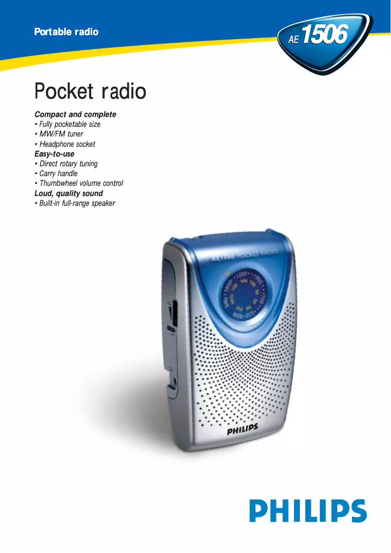 Página 1 del manual Ficha técnica Philips AE1506