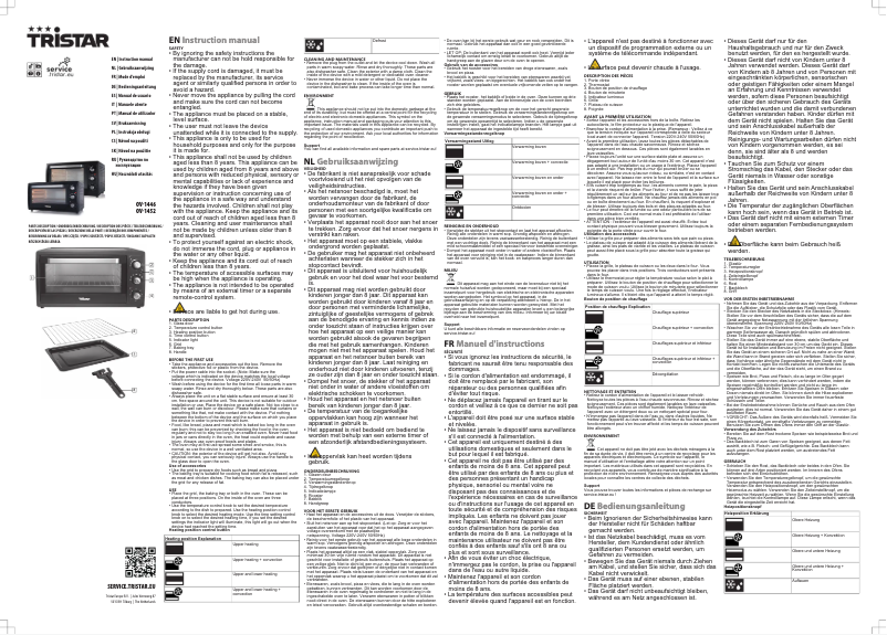 Page 1 de la notice Manuel utilisateur TriStar OV-1452