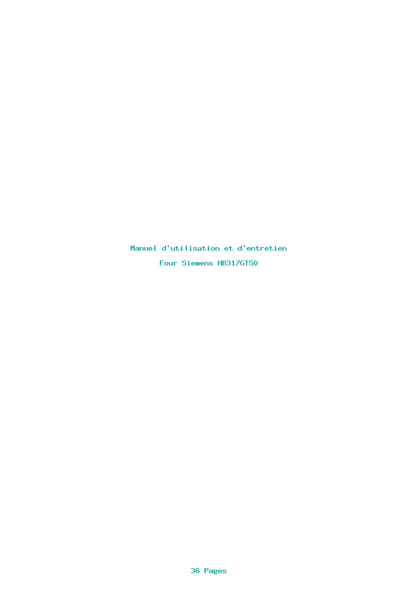 Page 1 de la notice Manuel d'utilisation et d'entretien Siemens HB317GTS0