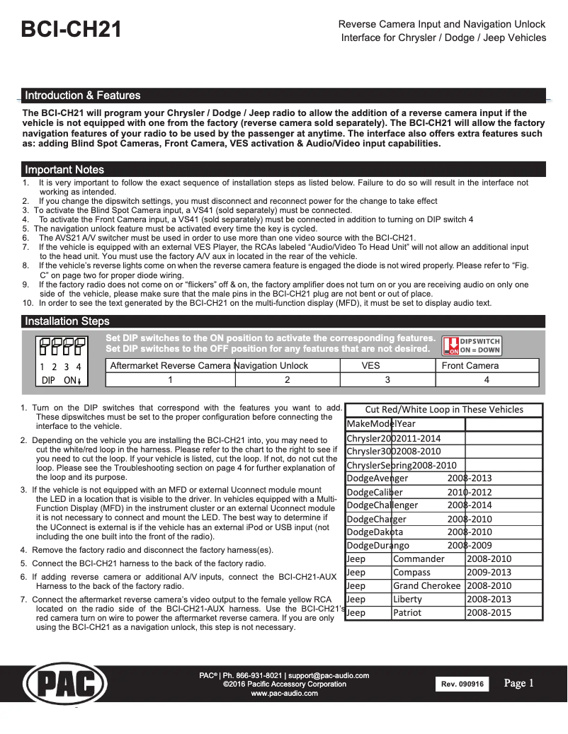 Image de la première page du manuel de l'appareil BCI-CH21