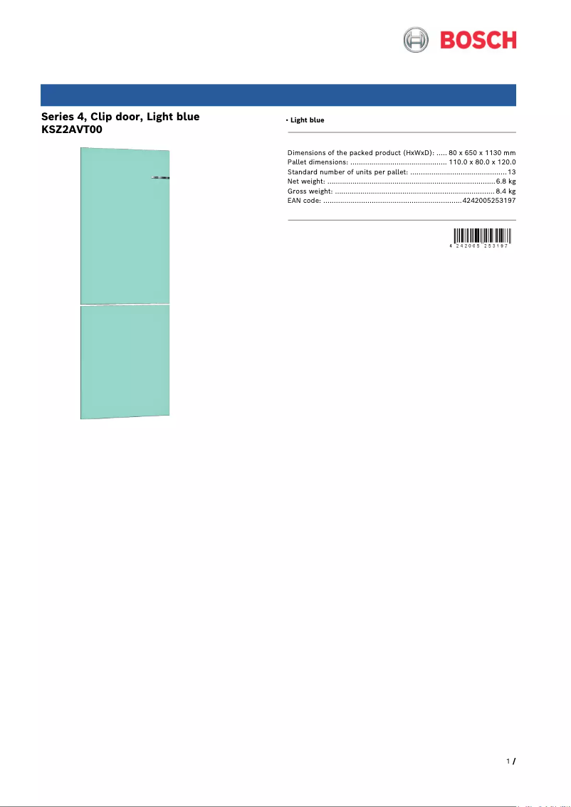 Page 1 de la notice Manuel utilisateur Bosch KSZ2AVT00