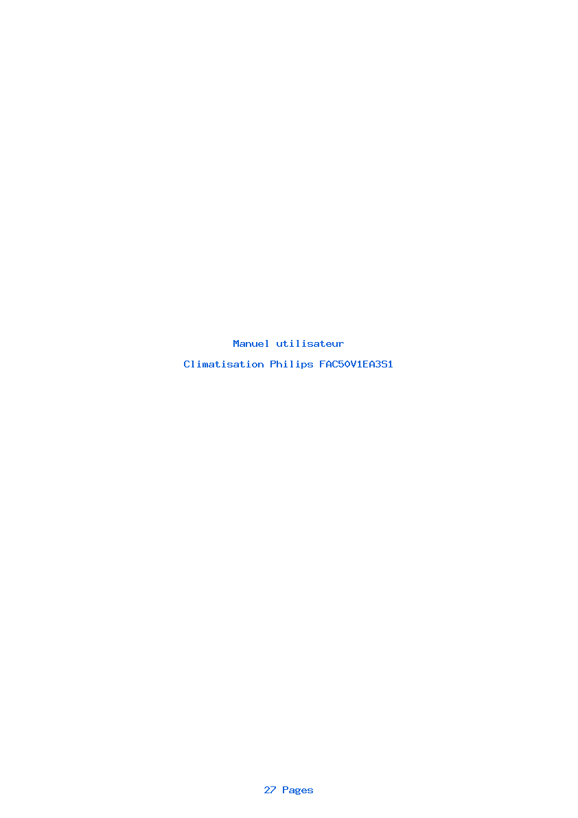 Page 1 de la notice Manuel utilisateur Philips FAC50V1EA3S1