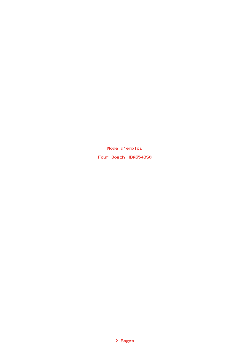 Page 1 de la notice Mode d'emploi Bosch HBA554BS0