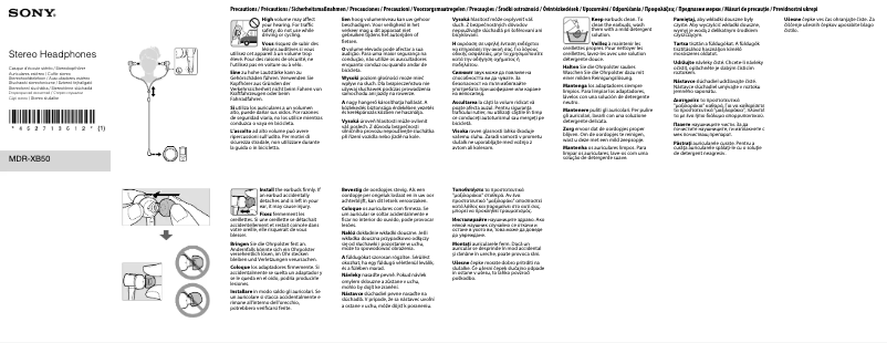 Page n°1 - Manuel utilisateur Sony MDR-XB50