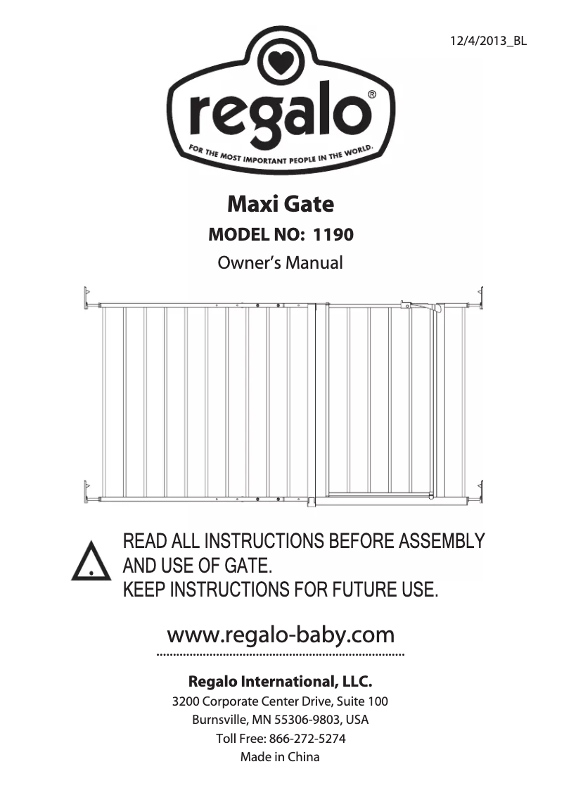 Page 1 de la notice Manuel utilisateur Regalo Maxi 1190
