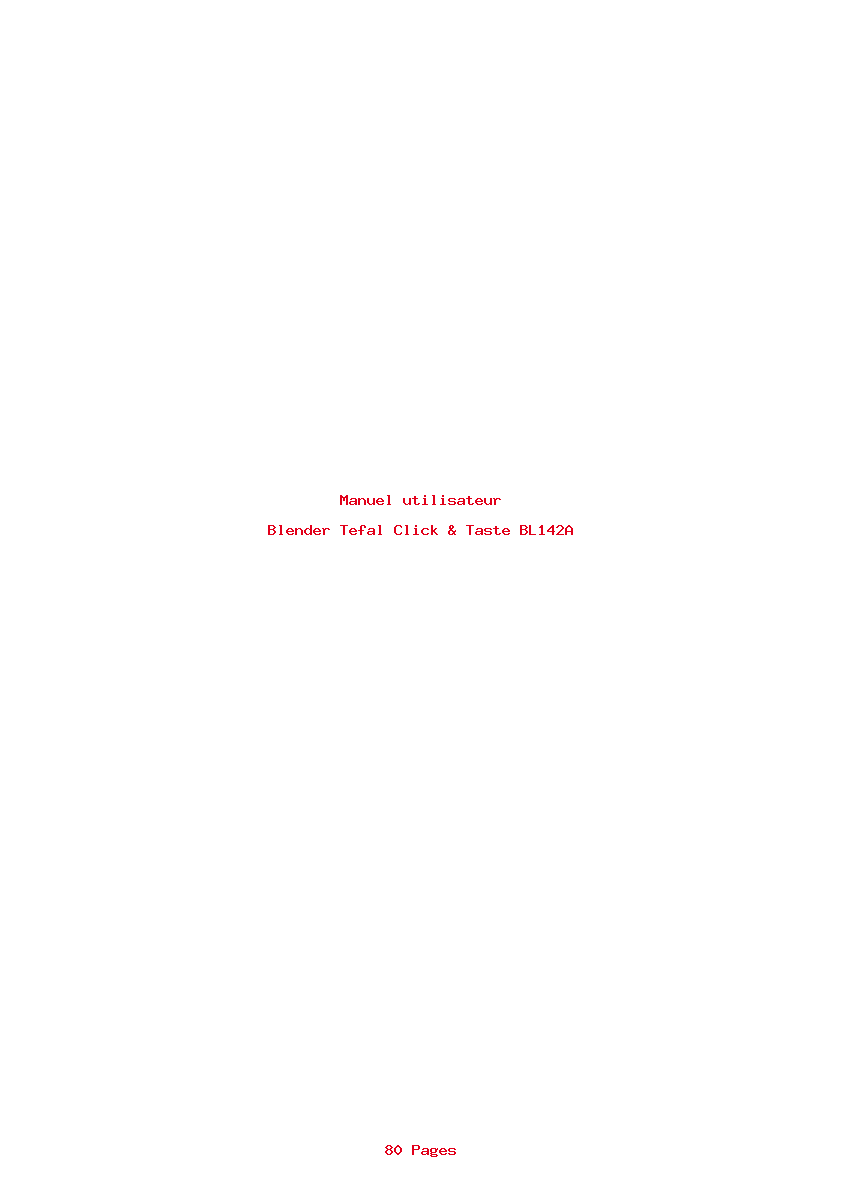 Page 1 de la notice Manuel utilisateur Tefal Click & Taste BL142A