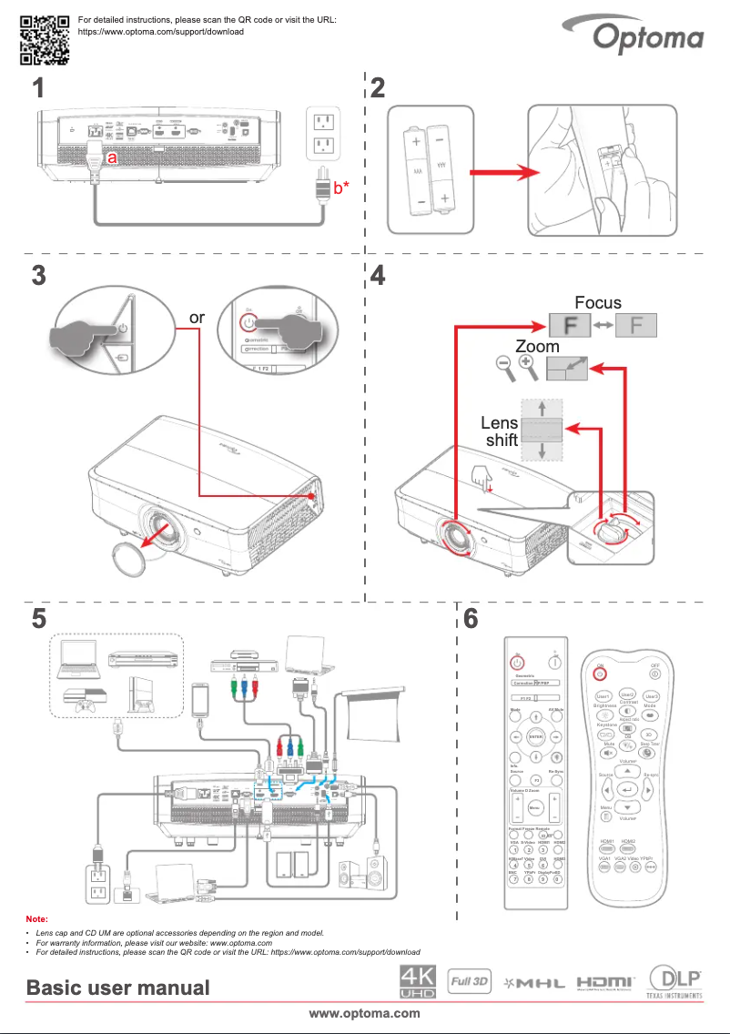 Page 1 de la notice Guide de démarrage rapide Optoma ZK507-W