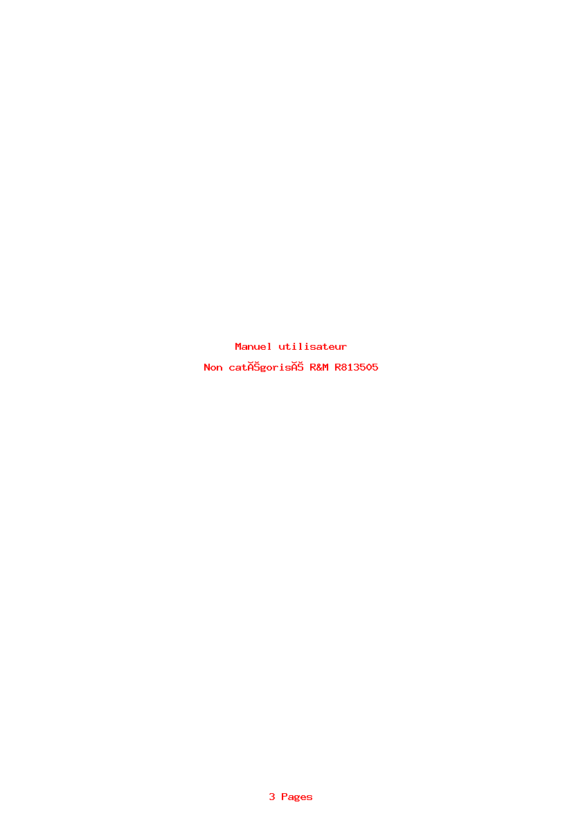Page 1 de la notice Manuel utilisateur R&M R813505