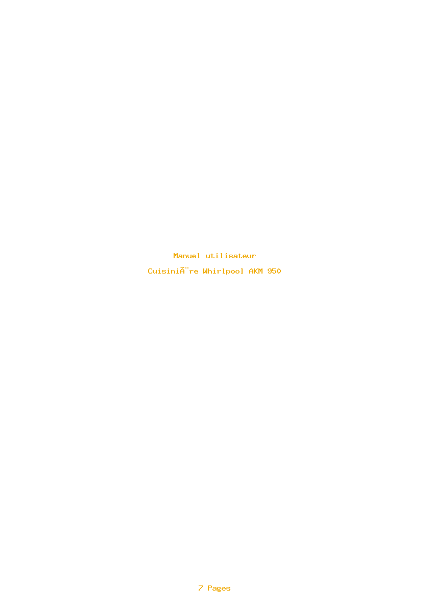 Page 1 de la notice Manuel utilisateur Whirlpool AKM 950