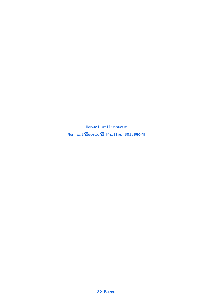 Page 1 de la notice Manuel utilisateur Philips 6918860PH