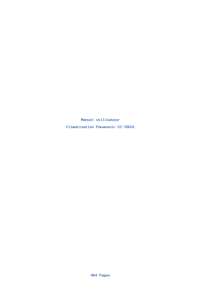 Page 1 de la notice Manuel utilisateur Panasonic CZ-TACG1